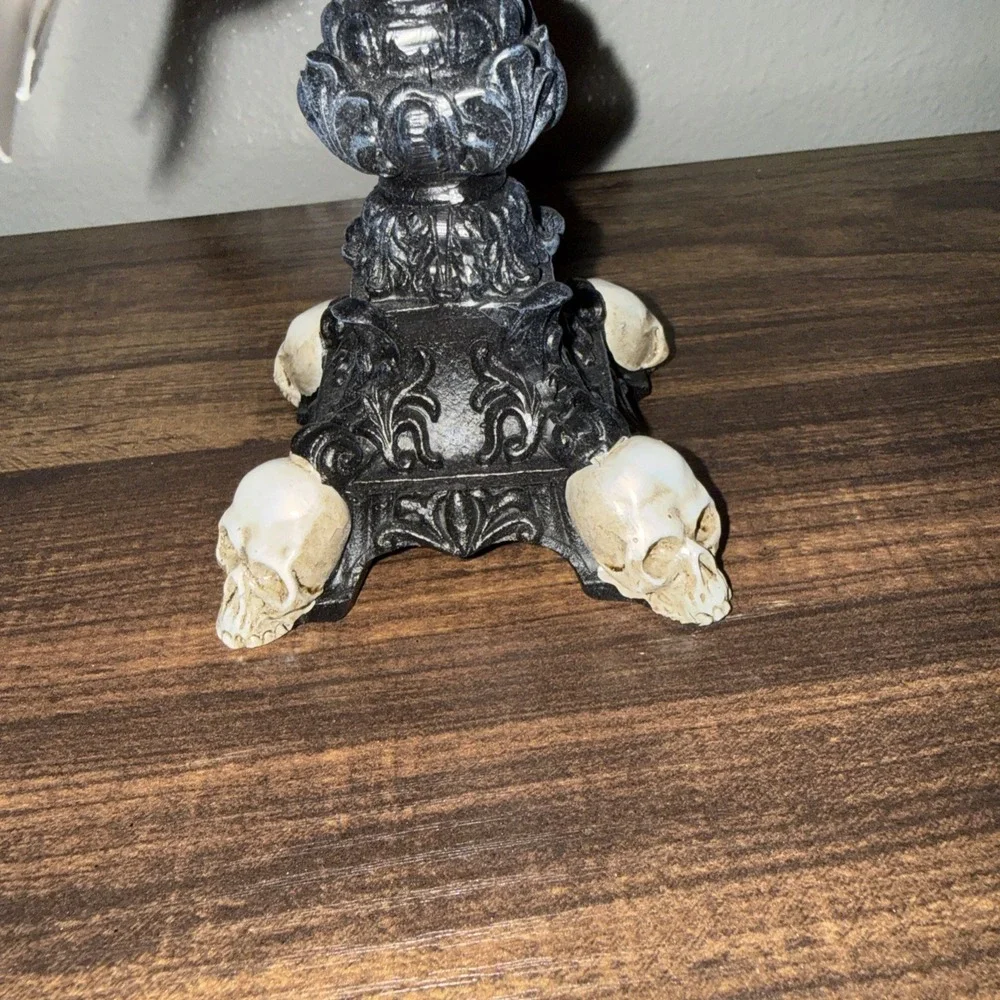 Skull Candelabra 5 Skeleton Hear Candle Holder Gothic Halloween Eerie Estates